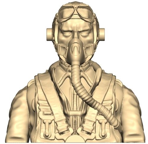 2102 WW2 German pilot bust with mask on and goggles up
